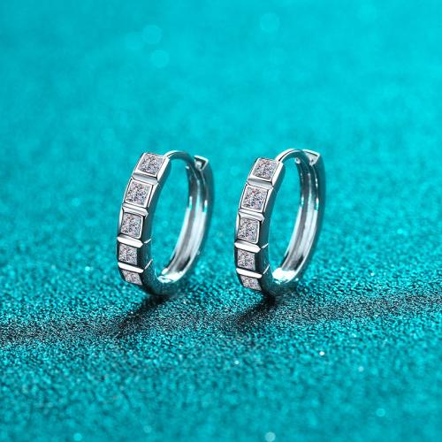 925er Sterling Silber Huggie Ohrreifen, mit Moissanite, für Frau & hohl, earring length 10-15mm, verkauft von Paar