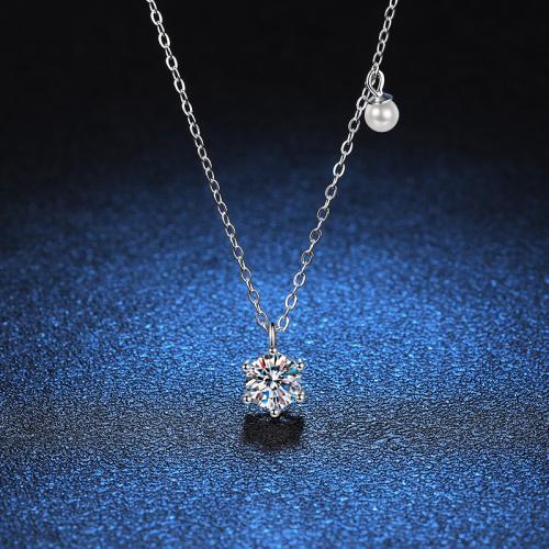 925 de prata esterlina colar, with Shell Pearl, with 2inch extender chain, platinado, materiais diferentes para a escolha & tamanho diferente para a escolha & para mulher, comprimento Aprox 15.7 inchaltura, vendido por PC