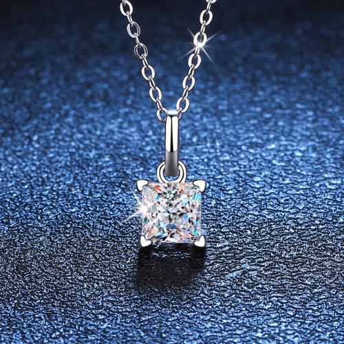 925 Sterling Silver Necklace with 2inch extender chain Square platinum plated cross chain & for woman Length Approx 15.7 Inch Sold By PC