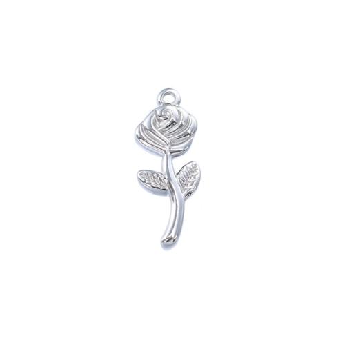 Stainless Steel Flower Pendant 304 Stainless Steel Rose polished DIY original color Sold By Bag