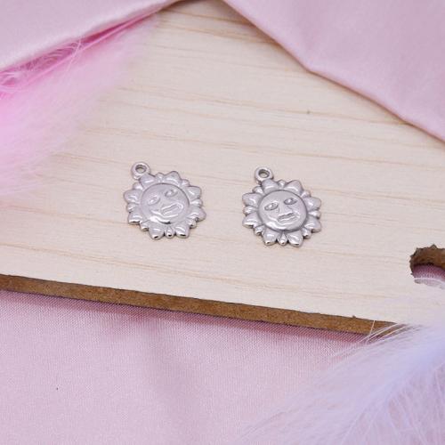 Stainless Steel Pendants 304 Stainless Steel Sun DIY original color Sold By Bag