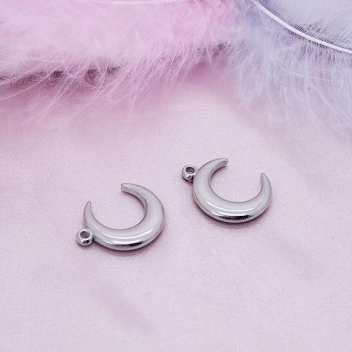 Stainless Steel Pendants 304 Stainless Steel Moon DIY original color Sold By Bag