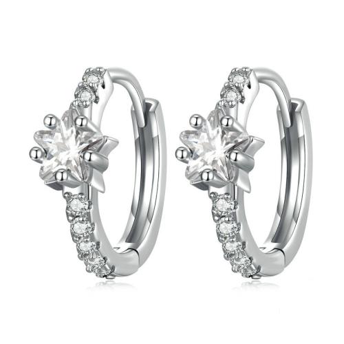 Cubic Zirconia Micro άνοιγαν Sterling Silver Σκουλαρίκι, 925 ασημένιο ασήμι, κοσμήματα μόδας & μικρο ανοίξει κυβικά ζιρκονία & για τη γυναίκα, 13x4mm, Sold Με Ζεύγος