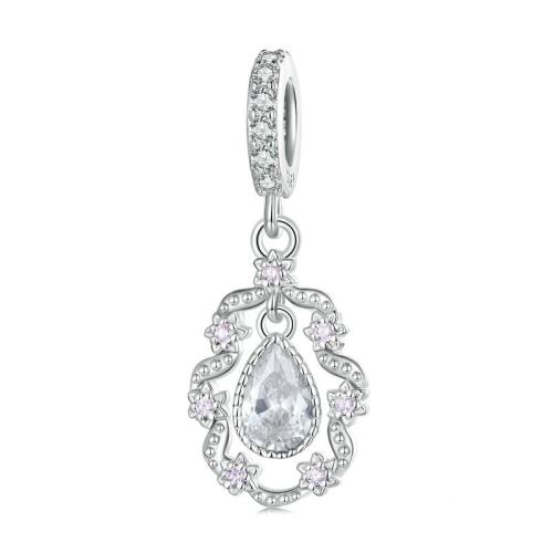 Argent sterling 925 Pendentif, DIY & pavé de micro zircon, 10x25mm, Trou:Environ 4.5mm, Vendu par PC