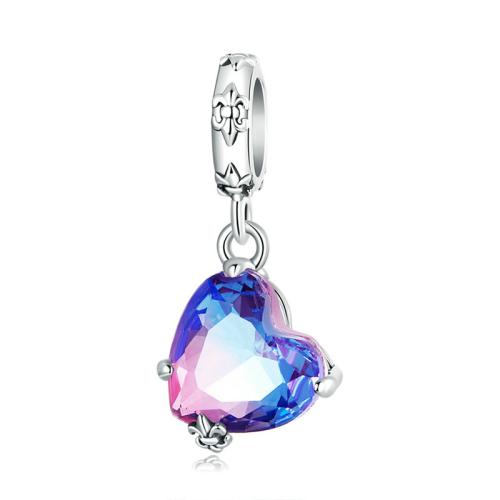 925 Sterling Silver Pendant with Glass DIY Approx 4.5mm Sold By PC