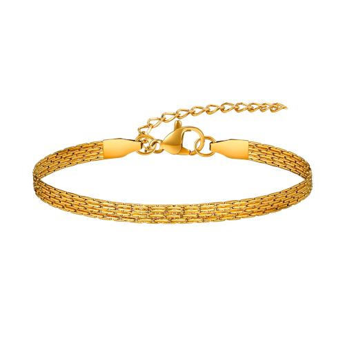 Roestvrij staal armbanden, 304 roestvrij staal, met 5cm extender keten, mode sieraden & 4-laags & voor vrouw, gouden, 10mm, Lengte Ca 16 cm, Verkocht door PC