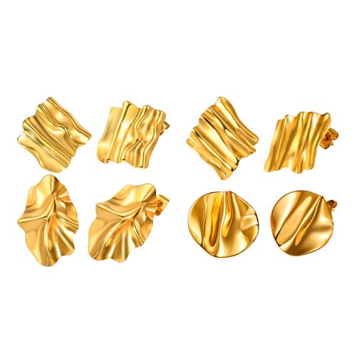 Stainless Steel Stud Earrings 304 Stainless Steel fashion jewelry & for woman golden Sold By Pair