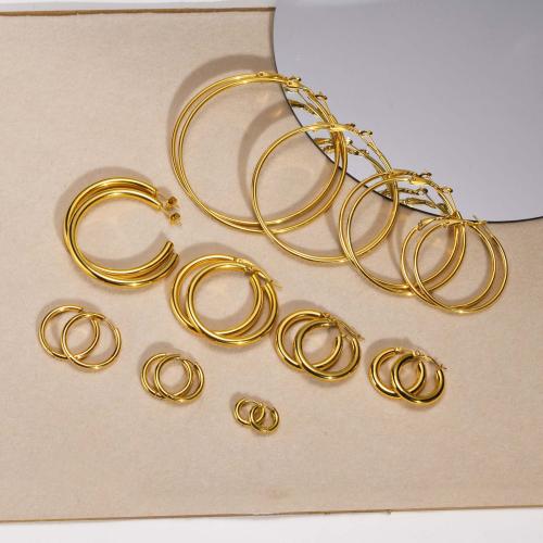 Stainless Steel Lever Terug Earring, 304 roestvrij staal, mode sieraden & verschillende grootte voor keus & voor vrouw, gouden, Verkocht door pair