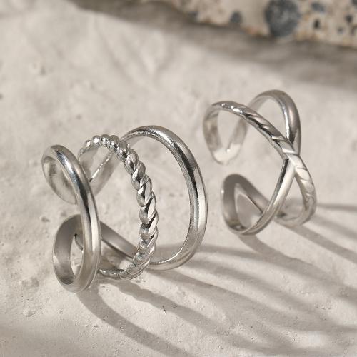 304 Stainless Steel Ring Set, 2 kpl & muoti korut & Unisex, enemmän värejä valinta, Myymät set