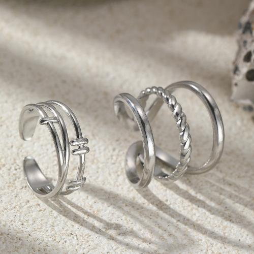 304 Stainless Steel Ring Set 2 pieces & Adjustable & Unisex Sold By Set