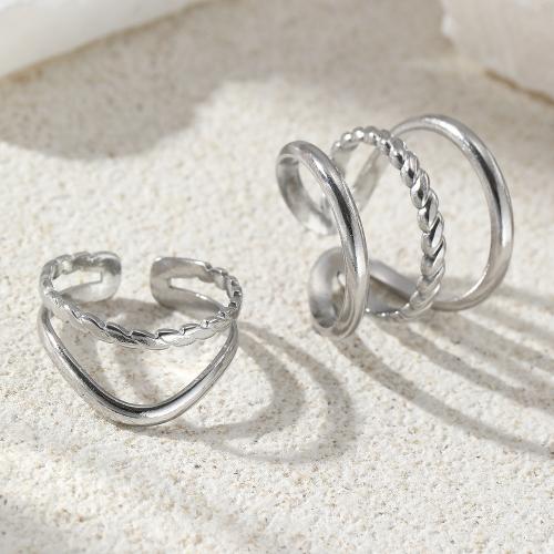 304 Stainless Steel Ring Set 2 pieces & Adjustable & Unisex Sold By Set