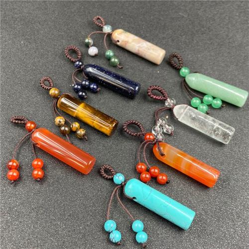 Gemstone Pendants Jewelry Natural Stone with Knot Cord Random Color nickel lead & cadmium free mm Sold By PC