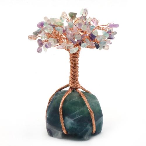 Fashion Decoration Natural Stone with brass wire Tree rose gold color plated for home and office nickel lead & cadmium free Sold By PC