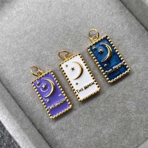 Brass Jewelry Pendants Rectangle gold color plated DIY & enamel Sold By PC