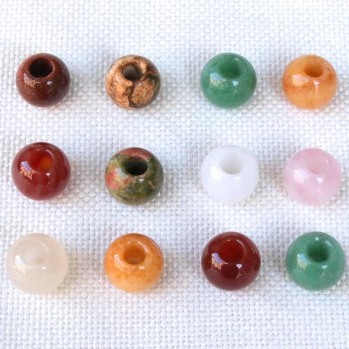 Natural Stone Large Hole Bead polished DIY Sold By PC