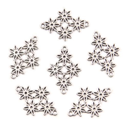 Blume Zinklegierung Schmuckverbinder, antik silberfarben plattiert, DIY & 1/1-Schleife, frei von Nickel, Blei & Kadmium, 21x30mm, Bohrung:ca. 2mm, ca. 100PCs/Tasche, verkauft von Tasche