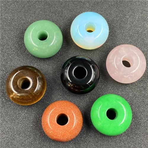 Natural Stone Large Hole Bead polished DIY Random Color Approx 8mm Sold By PC