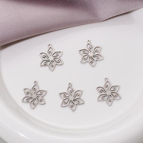 Stainless Steel Flower Pendant 304 Stainless Steel plated DIY 18mm Sold By Bag