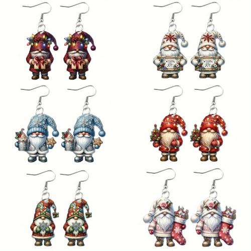 Christmas Earrings Acrylic Santa Claus printing Christmas Design & for woman Sold By Pair