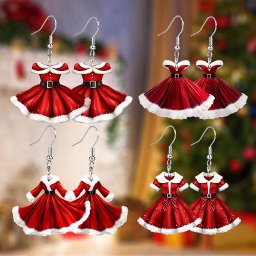 Christmas Earrings Acrylic Garment Christmas Design & cute & for woman Sold By Pair