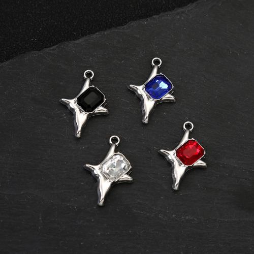 Zinc Alloy Rhinestone Pendants silver color plated DIY & with rhinestone Sold By Bag