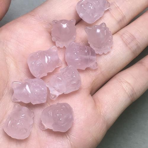 Natural Rose Quartz Beads Fox DIY pink Sold By PC