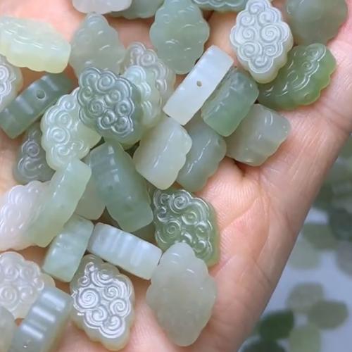 Jade Beads, Tian, du kan DIY, grøn, 15.80x11.30x5.40mm, Solgt af PC