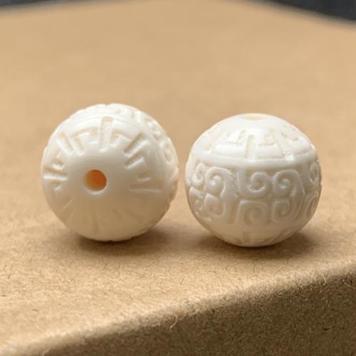 Gemstone Jewelry Beads Mammoth Ivory Round DIY white Sold By PC