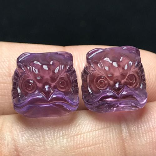 Natural Amethyst Beads Lion DIY purple 13mm Sold By PC