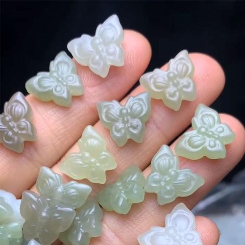 Abalorios de Jade, Hetian Jade, Mariposa, Bricolaje, verde, 14x12x5.40mm, Vendido por UD