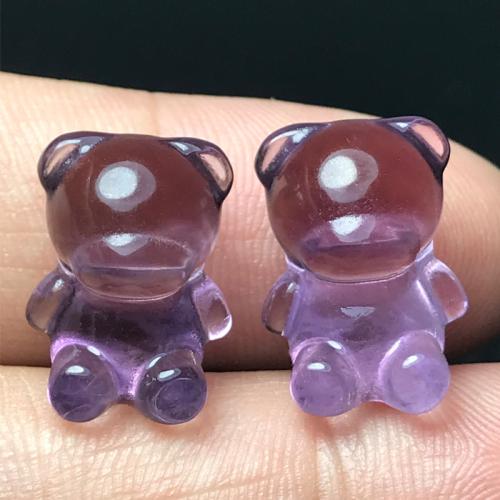 Natural Amethyst Beads Bear DIY purple Sold By PC