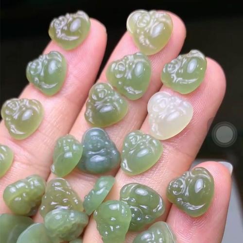 Jade Pärlor, Hetian Jade, Buddha, DIY, grön, 12mm, Säljs av PC