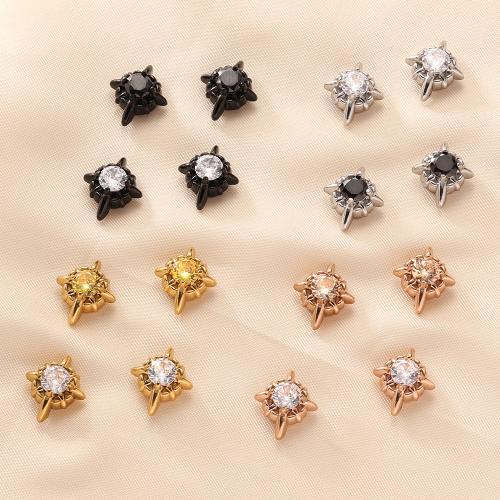 304 Stainless Steel Magnetic Stud Earring with Cubic Zirconia plated fashion jewelry & Unisex Sold By Pair