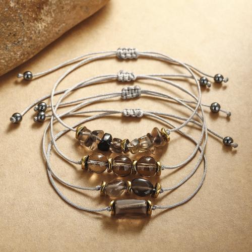 Quartz Bracelets Smoky Quartz with Knot Cord handmade 4 pieces & fashion jewelry & Unisex Length 10.2 Inch Sold By Set