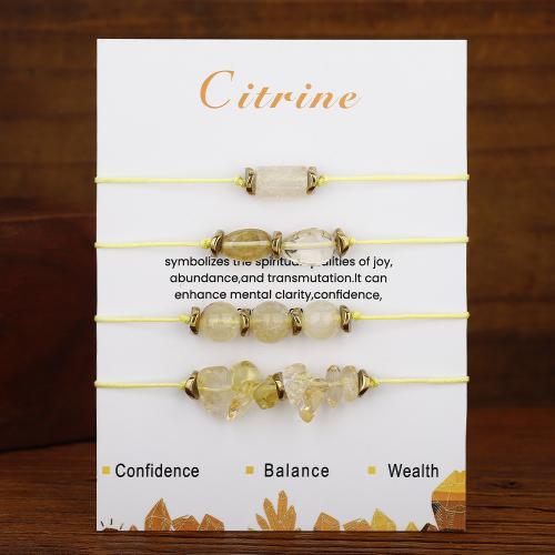 Quartz Bracelets Citrine with Knot Cord handmade 4 pieces & fashion jewelry & Unisex yellow Length 10.2 Inch Sold By Set