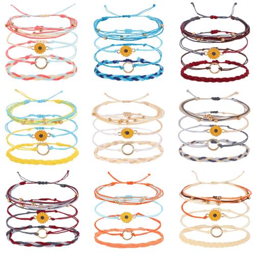 Trendy Wax cord armbanden, met 304 roestvrij staal, handgemaakt, voor vrouw & glazuur, meer kleuren voor de keuze, Lengte Ca 18 cm, Verkocht door PC