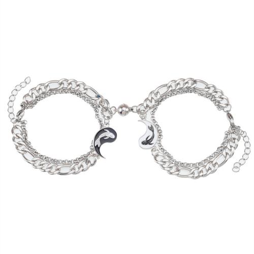 Bracciale gioielli in acciaio inossidabile, 304 acciaio inox, placcato, 2 pezzi & unisex, colore originale, Venduto da set