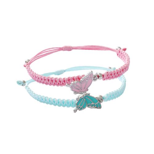 Casal pulseira e bracelete, liga de zinco, with Fio de cera, 2 peças & unissex & esmalte, cores misturadas, comprimento Aprox 19-24 cm, vendido por Defina