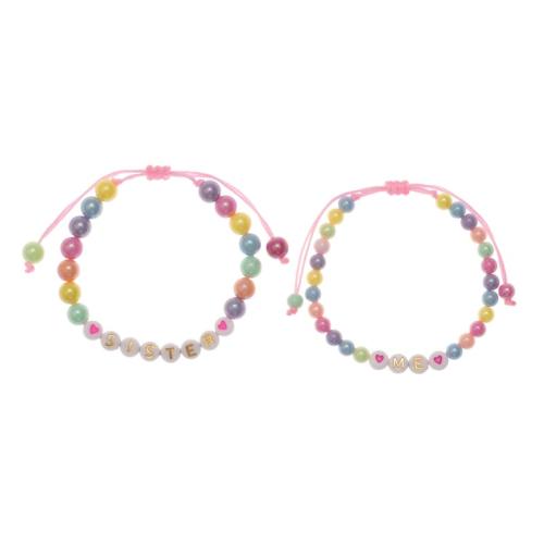 Fashion Create Wax Cord Bracelets Plastic with Wax Cord & Acrylic 2 pieces & for woman multi-colored Length Approx 16-30 cm Sold By Set