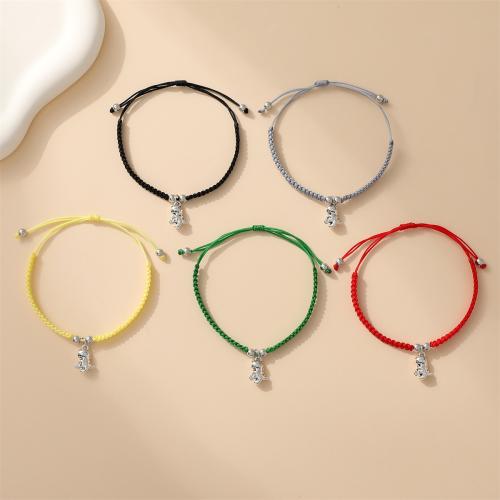 Bracelet en alliage de zinc, avec corde de cire, unisexe, plus de couleurs à choisir, Longueur Environ 18-32 cm, Vendu par PC