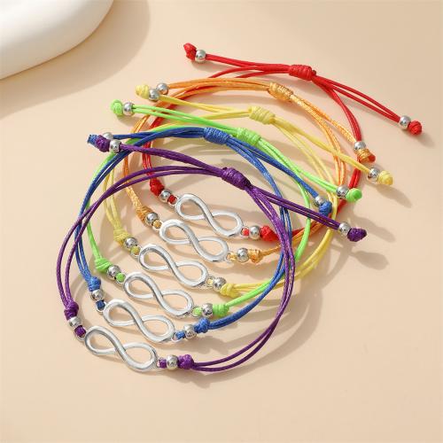 Bracelet en alliage de zinc, avec corde de cire, unisexe & styles différents pour le choix, plus de couleurs à choisir, Longueur Environ 18-32 cm, Vendu par fixé