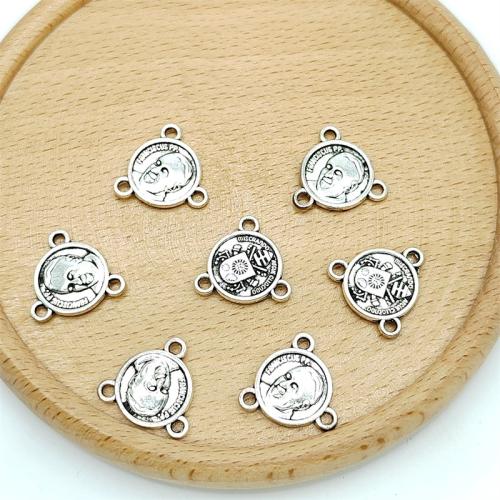 Zinc Alloy Pendants Round antique silver color plated DIY & Sold By Bag