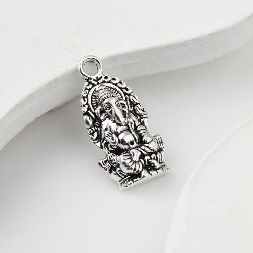 Cink ötvözet Medálok, Ganesha, antik ezüst színű bevonattal, DIY, 26x13x4mm, 540PC-k/KG, Által értékesített KG