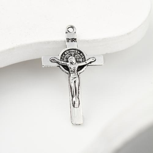 Zink Alloy Cross Hängen, antik silver pläterad, DIY, 36x21x2mm, 620PC/KG, Säljs av KG