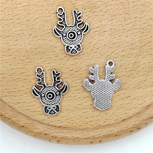 Zinc Alloy Pendler, Julen Reindeer, antik sølv farve forgyldt, du kan DIY, 9.50x18.50mm, 100pc'er/Bag, Solgt af Bag