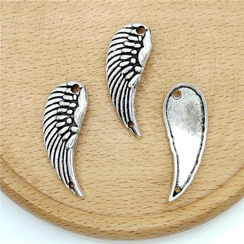 Cink ötvözet csatlakozó, Wing Forma, antik ezüst színű bevonattal, DIY & 1/1 hurok, 15x33mm, 100PC-k/Bag, Által értékesített Bag