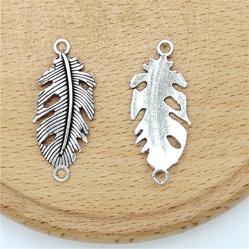 Forbindelse til zinklegering, Zinc Alloy, Leaf, antik sølv farve forgyldt, du kan DIY & 1/1 løkke, 16x32mm, 100pc'er/Bag, Solgt af Bag