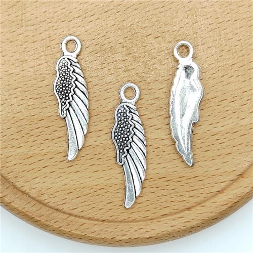 Wing Shaped Zinc Alloy Privjesci, Cink Alloy, starinski srebrne boje pozlaćen, možete DIY, 10x32mm, 100računala/Torba, Prodano By Torba