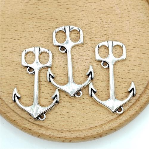 Zinc Alloy Ship Wheel & Anchor Pendentif, alliage de zinc, ancre, Plaqué de couleur d'argent, DIY, 35x22mm, 100PC/sac, Vendu par sac