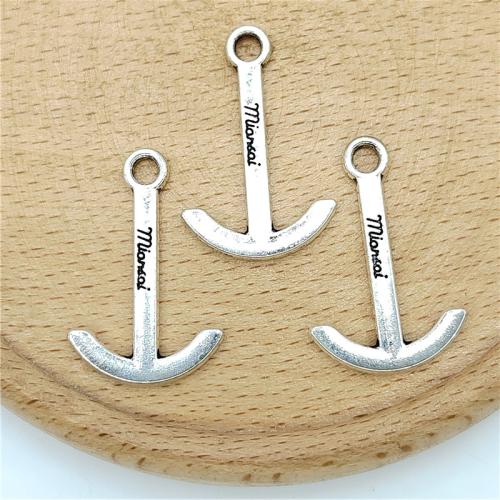 Zinc Alloy Ship Wheel & Anchor Pendentif, alliage de zinc, ancre, Plaqué de couleur d'argent, DIY, 18x26mm, 100PC/sac, Vendu par sac